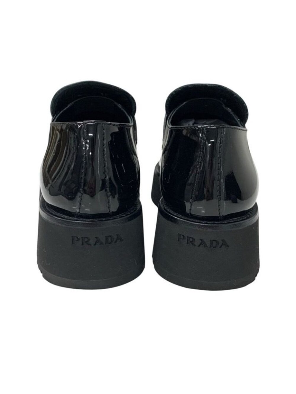 Prada Loafers Leather Shoes Black Triangle Logo - Picture 5 of 9